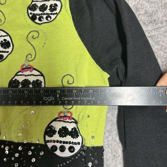 Jack B Quick Ugly Christmas Sweater Womens XL Beaded Ornament Holidays Cardigan - Picture 8 of 8